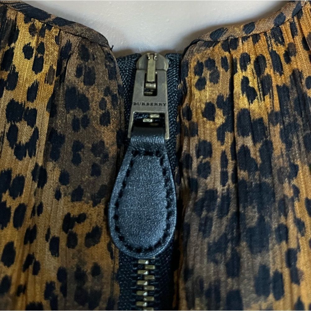 Burberry Brit Leopard Print Mulberry Silk Front Zip Dress - Picture 7 of 10